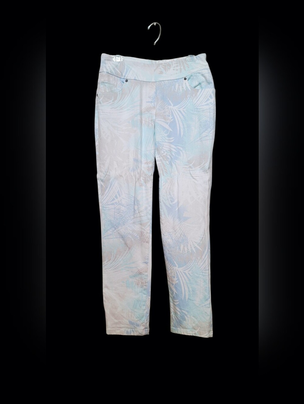 Westbound Palm Leaf Print Jeans Leggings Pull On Straight Tropical Womens 10
